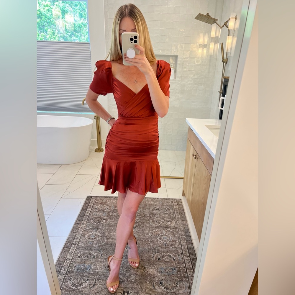 Satin ruched mini dress